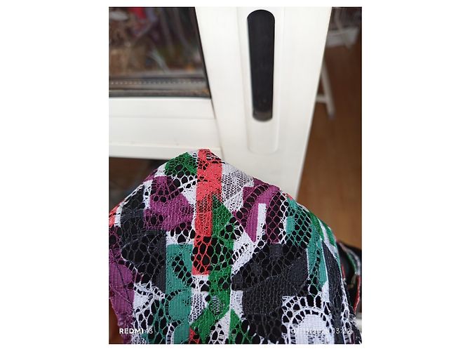 Vestido Balenciaga de Renda Multicolorido Preto Multicor - vista 10