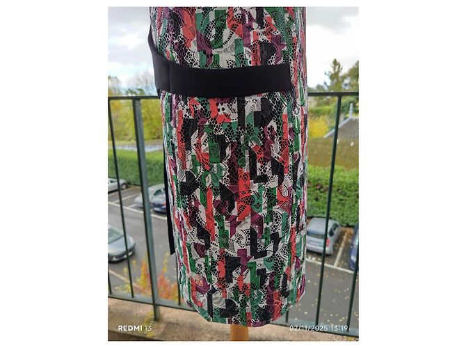 Vestido Balenciaga de Renda Multicolorido Preto Multicor - vista 6