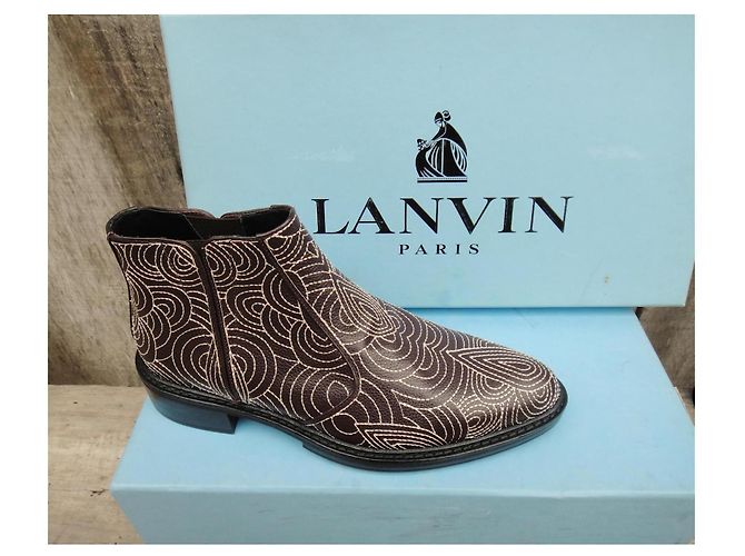 Botines Chelsea Lanvin de cuero marrón Castaño - vista 2