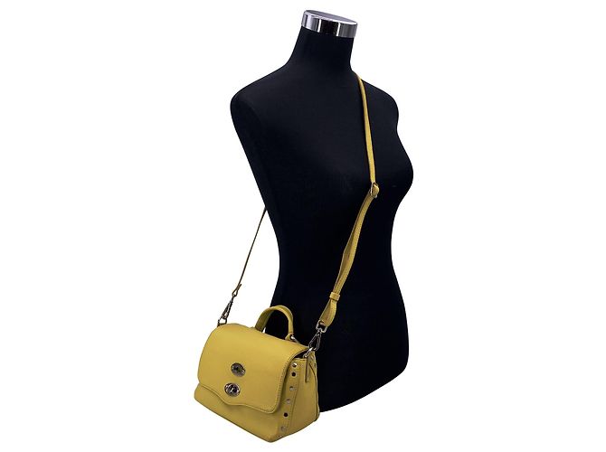 Zanellato Bolsa de ombro cruzada Postina Baby em couro amarelo - vista 2
