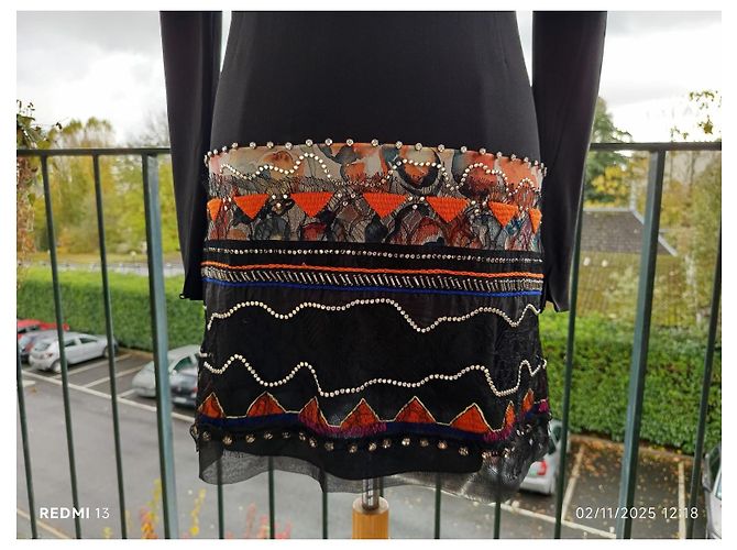 Abito Chloé in seta con strass e pizzo nero Multicolore - vista 10