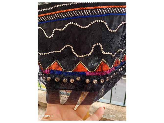 Abito Chloé in seta con strass e pizzo nero Multicolore - vista 6