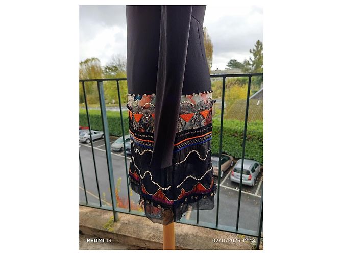Abito Chloé in seta con strass e pizzo nero Multicolore - vista 8