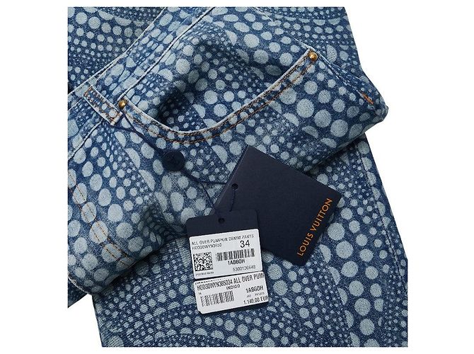Pantalones de denim de algodón Louis Vuitton All Over Pumpkin Edición Limitada Azul - vista 7