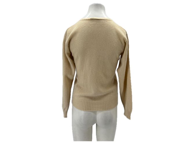 Autre Marque Cremefarbener V-Ausschnitt-Pullover aus Kaschmir Beige - Ansicht 2