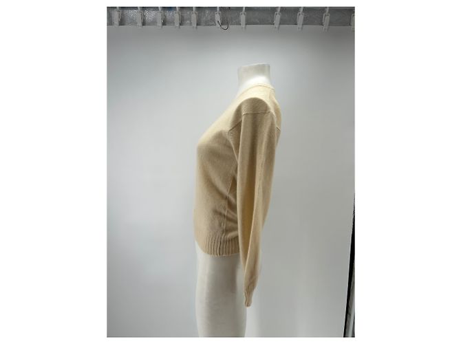 Autre Marque Cremefarbener V-Ausschnitt-Pullover aus Kaschmir Beige - Ansicht 4
