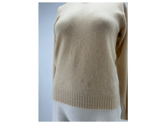 Autre Marque Cremefarbener V-Ausschnitt-Pullover aus Kaschmir Beige - Ansicht 5