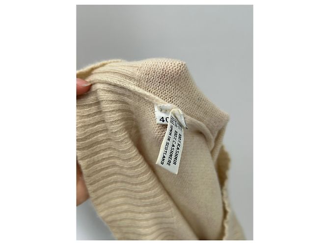 Autre Marque Cremefarbener V-Ausschnitt-Pullover aus Kaschmir Beige - Ansicht 6