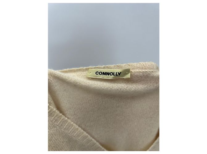 Autre Marque Cremefarbener V-Ausschnitt-Pullover aus Kaschmir Beige - Ansicht 7