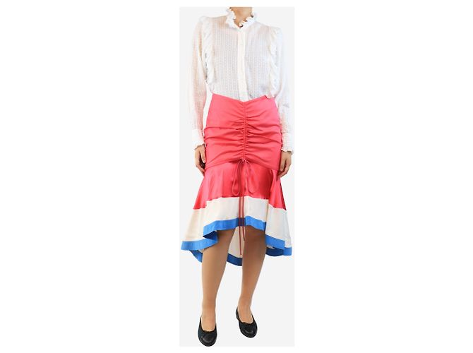 Prabal Gurung Rosa geraffte Midirock - Größe UK 10 Pink - Ansicht 2