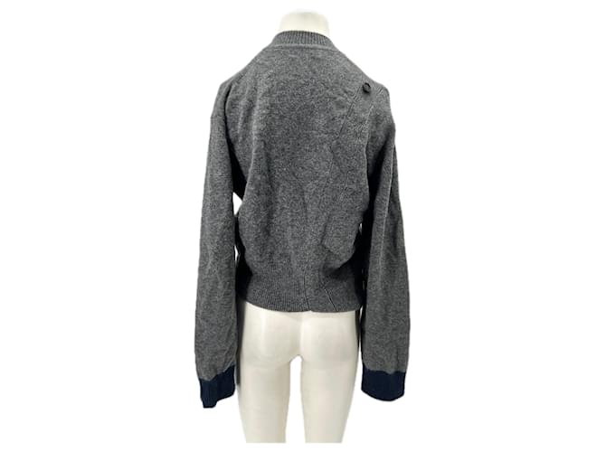 Autre Marque Asymmetrischer grauer Pullover aus Wolle - Ansicht 2