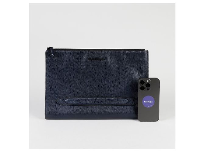 Salvatore Ferragamo Clutch Revival Blu - vista 13