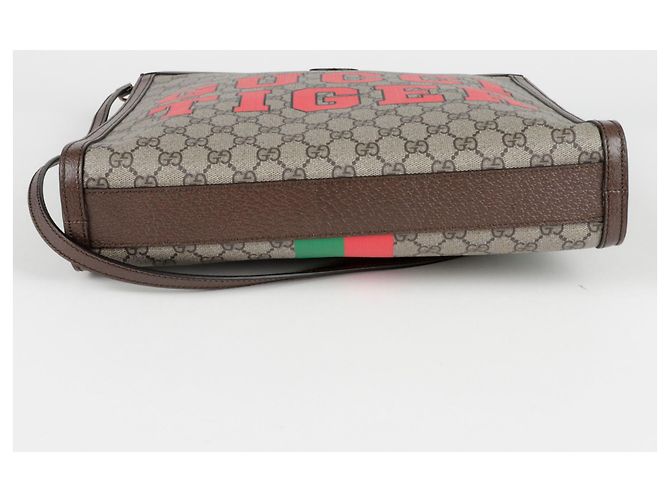 Gucci Borsa Tote a Strisce Tiger Web Marrone - vista 6