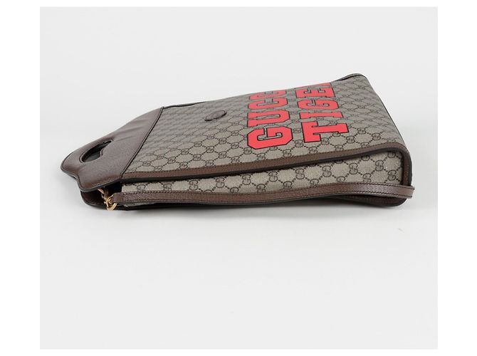 Gucci Borsa Tote a Strisce Tiger Web Marrone - vista 7