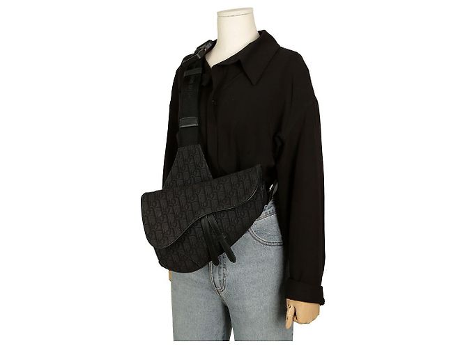 Saddle Dior Borsa a tracolla a spalla a sella Nero - vista 9