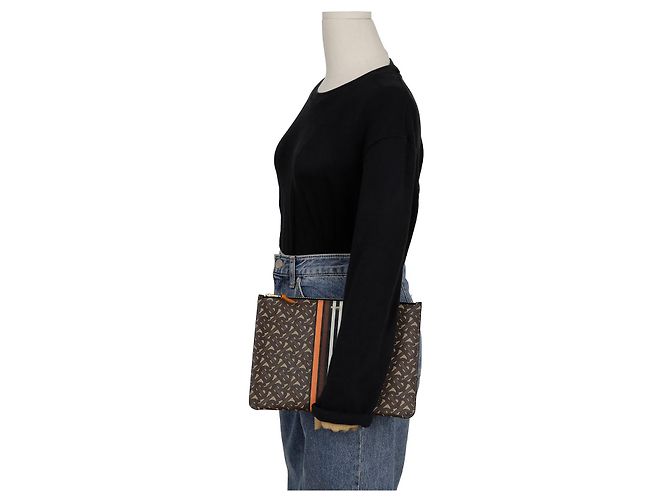 Burberry Clutch TB Monogram Marrone - vista 9