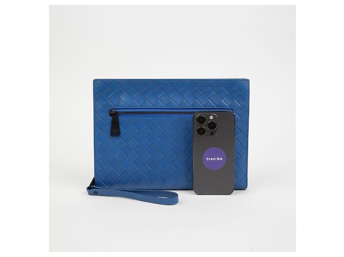 Bottega Veneta Pochette Document Case Piccola Blu - vista 8
