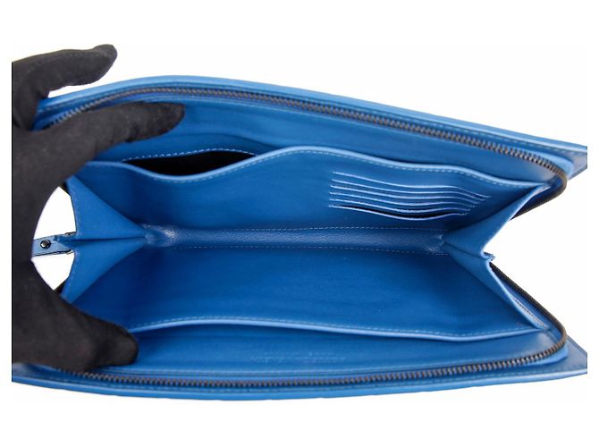 Bottega Veneta Pochette Document Case Piccola Blu - vista 9