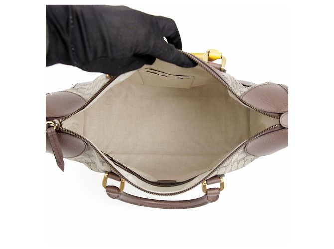 Gucci Borsa Duffle Tote GG Marrone - vista 12