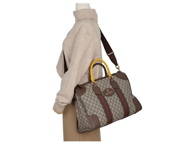 Gucci Borsa Duffle Tote GG Marrone - vista 13