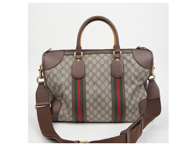 Gucci Borsa Duffle Tote GG Marrone - vista 3