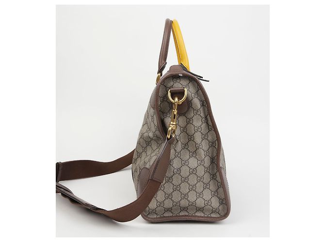 Gucci Borsa Duffle Tote GG Marrone - vista 4