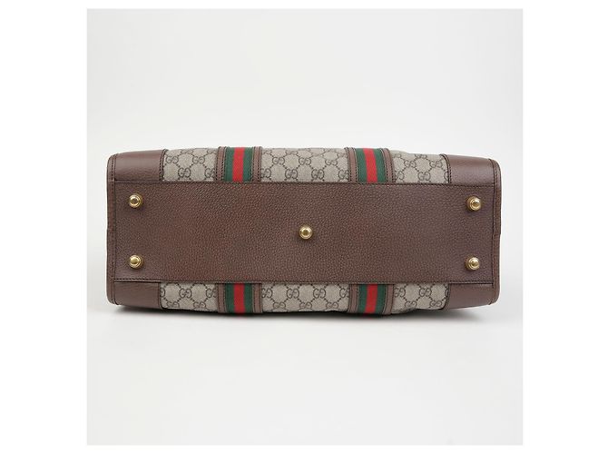 Gucci Borsa Duffle Tote GG Marrone - vista 6
