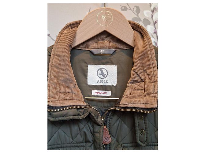 Chaqueta acolchada Aigle verde con cinturón - vista 2