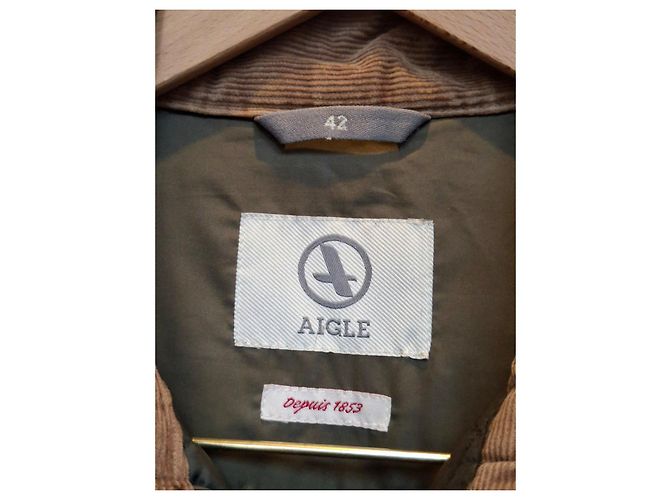 Chaqueta acolchada Aigle verde con cinturón - vista 3