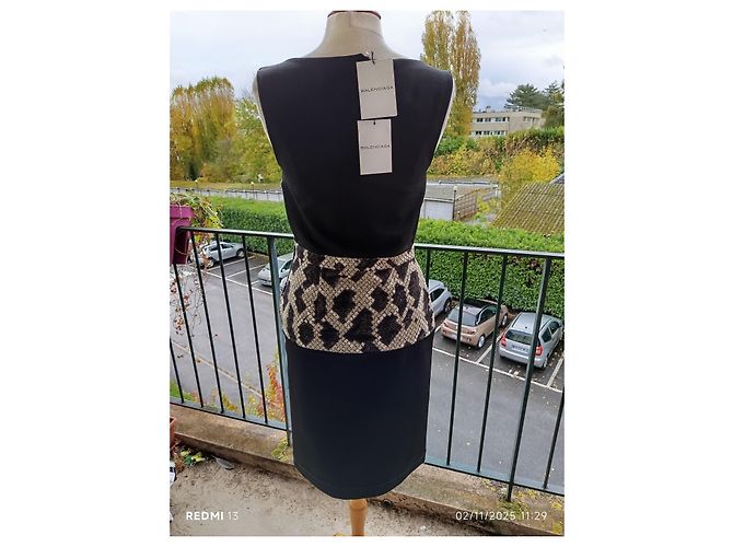 Abito Balenciaga Nero Multicolore in Seta e Lana - vista 10