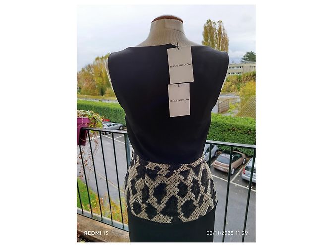 Abito Balenciaga Nero Multicolore in Seta e Lana - vista 11