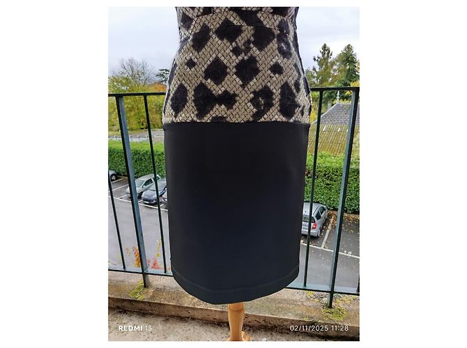 Abito Balenciaga Nero Multicolore in Seta e Lana - vista 5