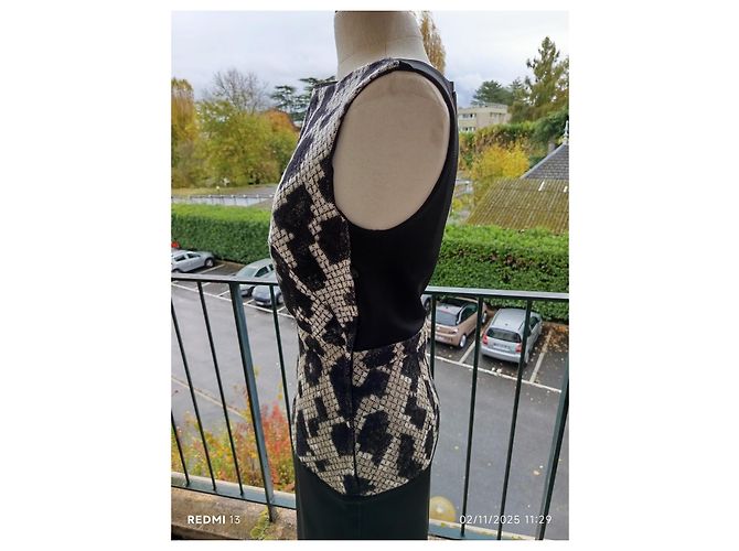 Abito Balenciaga Nero Multicolore in Seta e Lana - vista 8