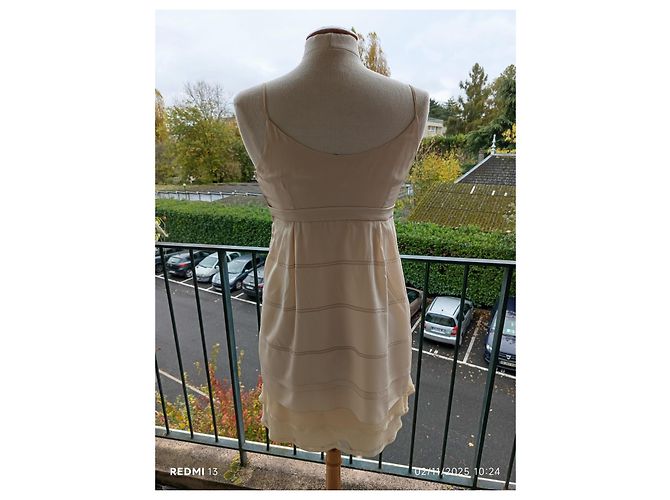 Miu Miu Seidenkleid Creme Roh - Ansicht 13