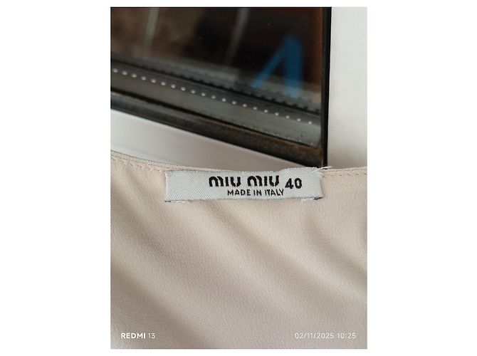 Miu Miu Seidenkleid Creme Roh - Ansicht 15