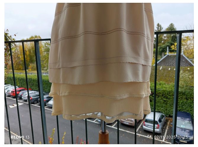 Miu Miu Seidenkleid Creme Roh - Ansicht 3