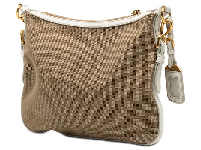 Borsa a tracolla Prada Beige Canvas Canapa Logo - vista 2