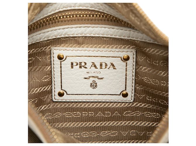 Borsa a tracolla Prada Beige Canvas Canapa Logo - vista 5