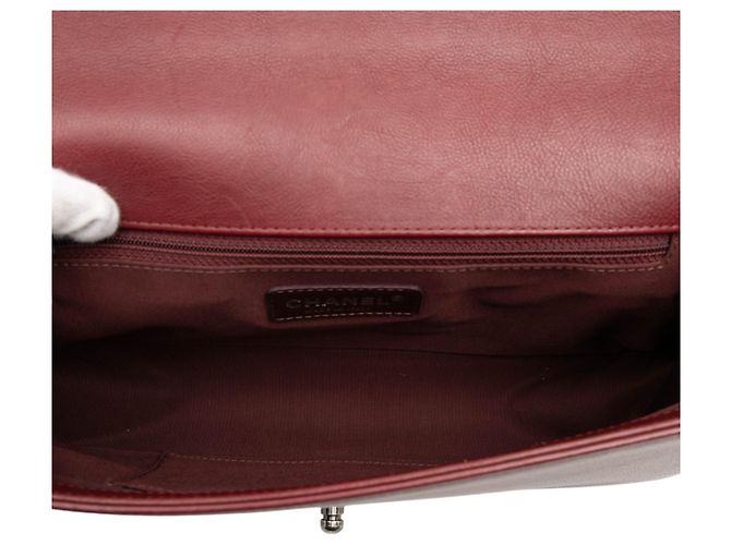 Chanel Rot Medium aus gestepptem Lammleder mit Doppelnaht Boy Flap Bordeaux - Ansicht 4