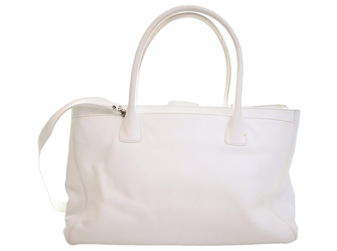 Borsa Executive Cerf Media in Pelle di Vitello Bianca Chanel Bianco Crudo - vista 4