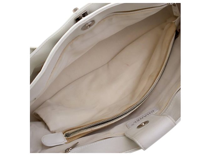 Borsa Executive Cerf Media in Pelle di Vitello Bianca Chanel Bianco Crudo - vista 8