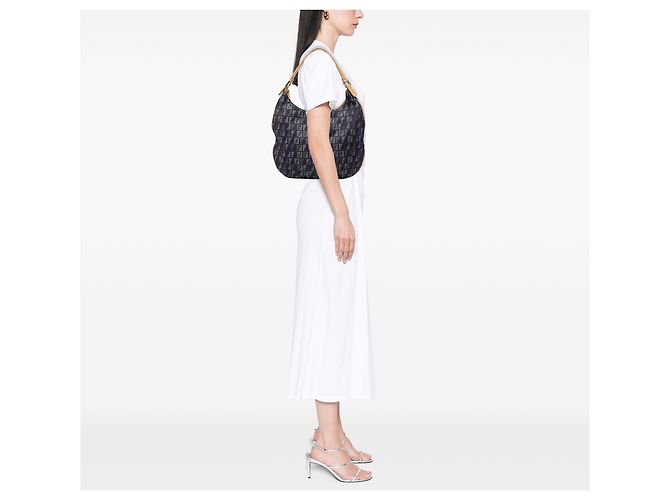 Fendi Blaue Zucchino Denim Hobo-Tasche - Ansicht 7