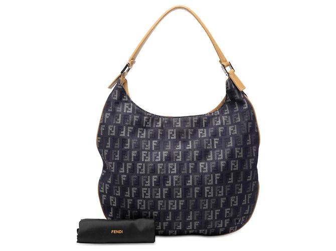 Fendi Blaue Zucchino Denim Hobo-Tasche - Ansicht 8