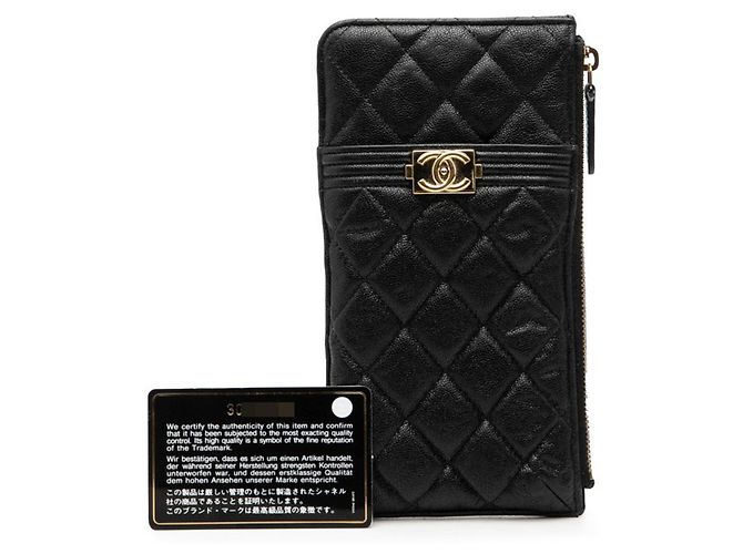 Cartera larga Chanel Matelassé Boy con monedero Negro - vista 7