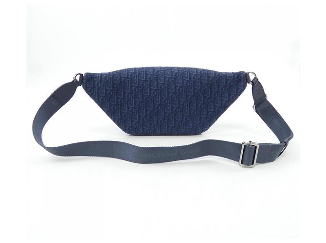 Borsa a tracolla Dior KAWS Oblique in jacquard Christian Dior Blu navy - vista 3