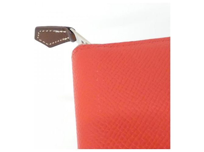 Billetera de seda EQUATEUR Hermès Dorado Naranja - vista 7