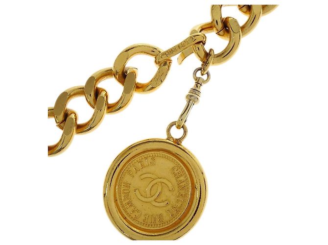 Chanel Vintage Medaillon Kettengürtel aus Metall Golden - Ansicht 2