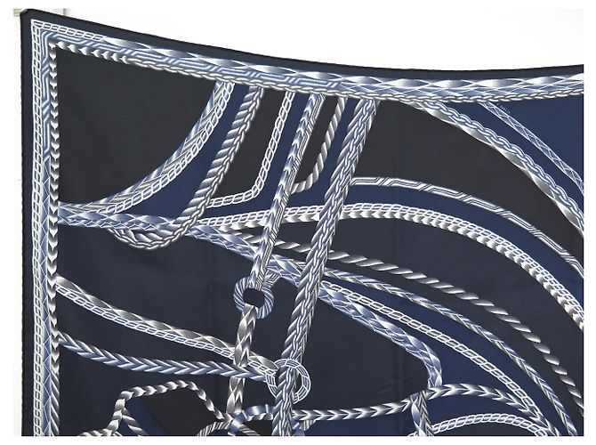 Hermès NUOVO FULARD HERMES ABITO DA SERA MANLIK 90 IN SETA BLU Blu navy - vista 2