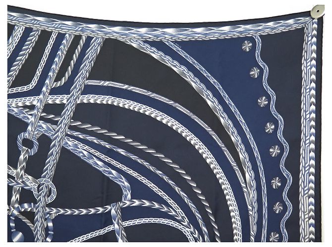 Hermès NUOVO FULARD HERMES ABITO DA SERA MANLIK 90 IN SETA BLU Blu navy - vista 3