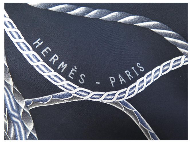 Hermès NUOVO FULARD HERMES ABITO DA SERA MANLIK 90 IN SETA BLU Blu navy - vista 6